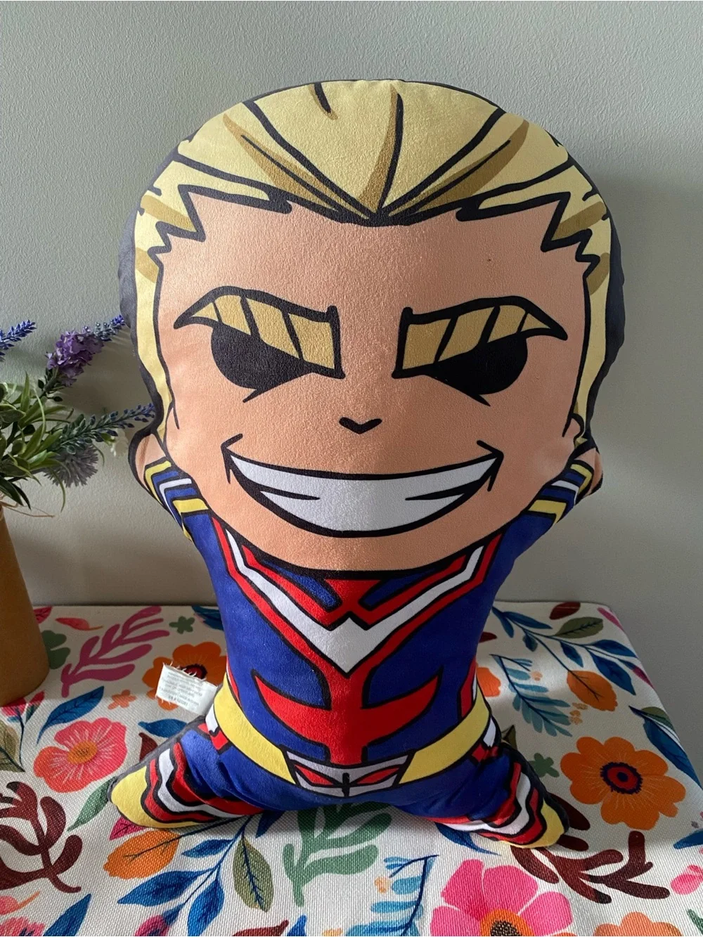 Plush Character Accent Pillow - Blue, Red & Yellow